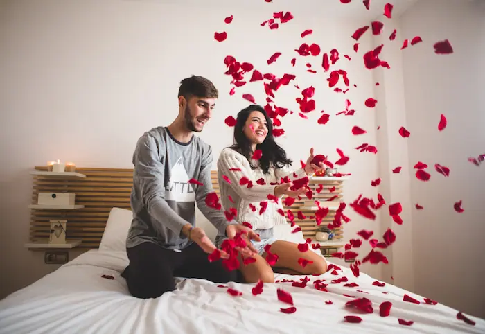 Habitación decorada por San Valentín